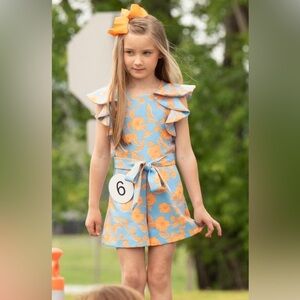 GB Girls coral/turquoise romper